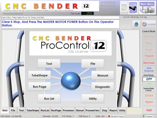 The new v12 main menu in CNC Bender ProControl