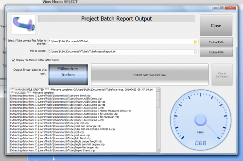 Vtube-1.90-project batch report output.png