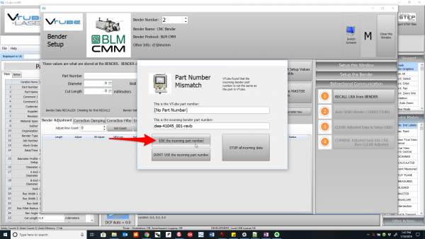 VTL BLM CMM RECALL use incoming part number.png